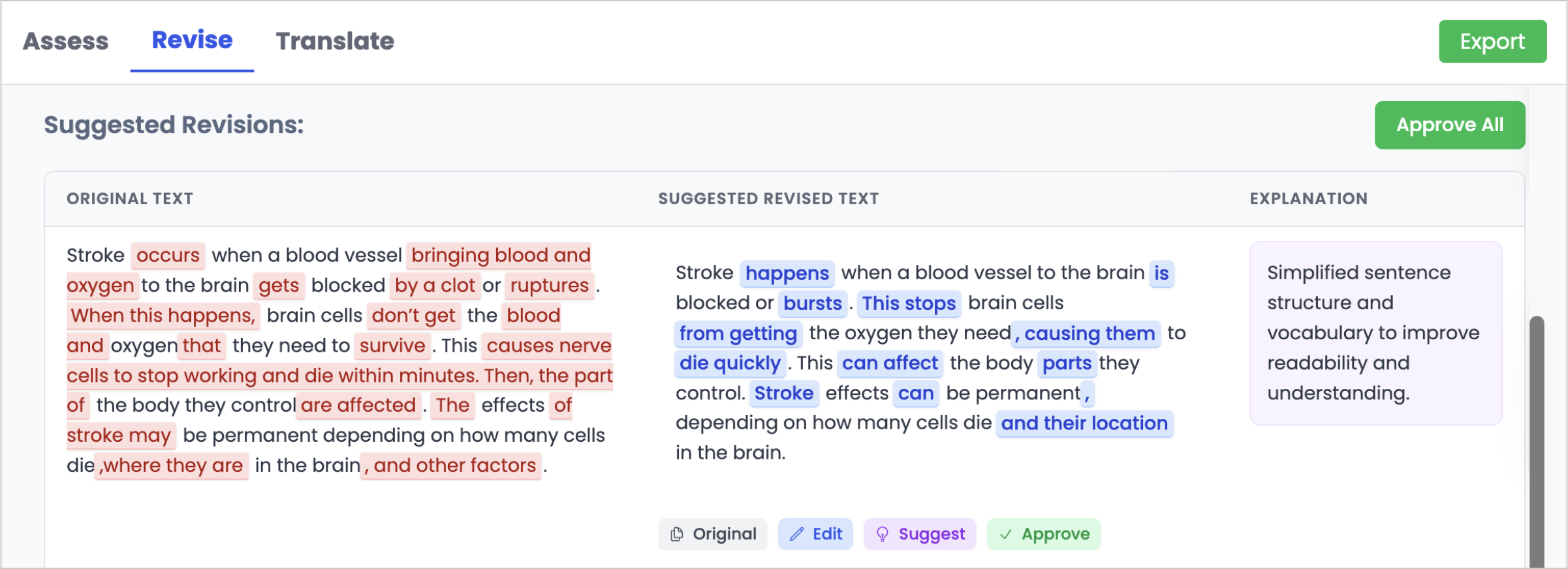 Revision Interface